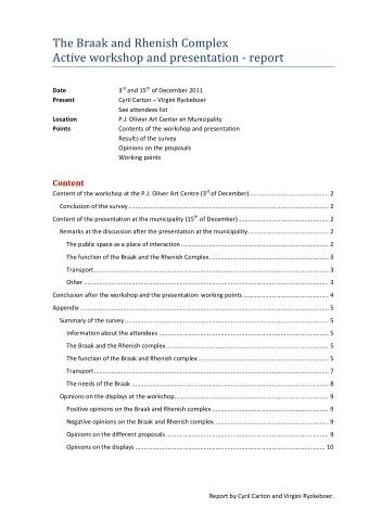 The Braak and Rhenish Complex Active workshop and presentation - report 3 rd and 15 th of December