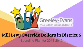Mill Levy Override Dollars in District 6  Spending Plan for 2018-2019  Recap of Mill Levy Override