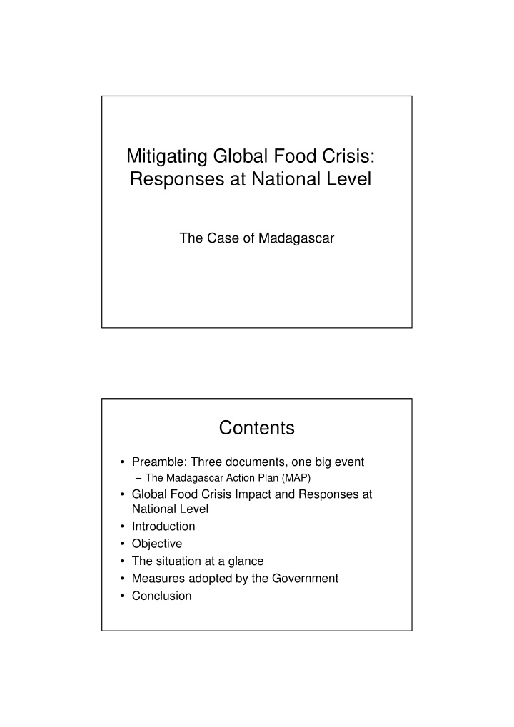 mitigating global food crisis responses at national level