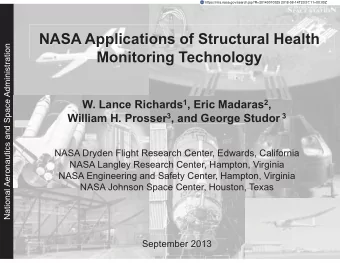 NASA Applications of Structural Health  National Aeronautics and Space Administration  Monitoring