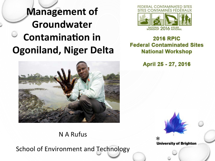 management of groundwater contamina2on in ogoniland niger