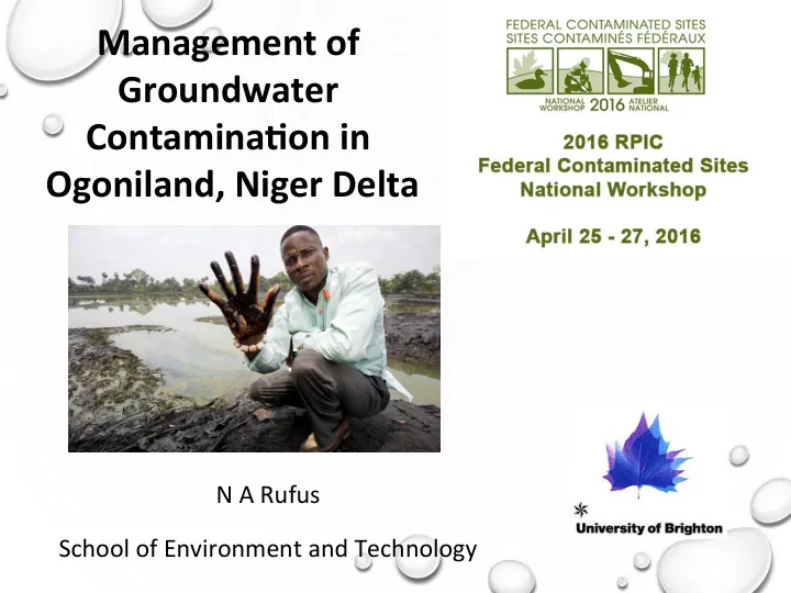 management of groundwater contamina2on in ogoniland niger