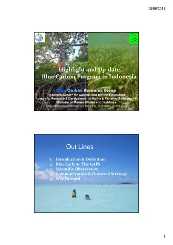 Out Lines 1. Introduction &amp; Definition 2. Blue Carbon: The GAPS 3. Scientific Observation 4.