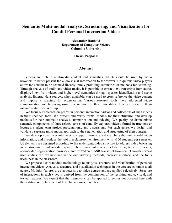 semantic multi modal analysis structuring and