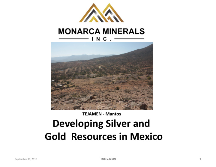 developing silver and gold resources in mexico