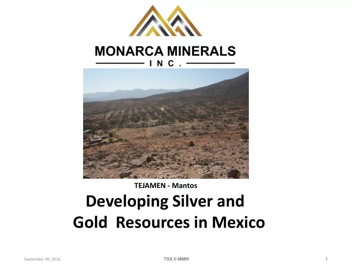 developing silver and gold resources in mexico
