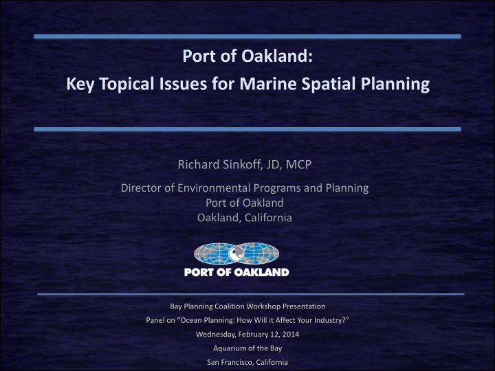 richard sinkoff jd mcp director of environmental programs