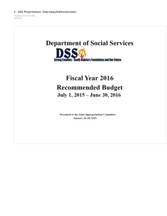 oss ~ Streng Families  Soudl Dalota's Foundation and Our F1ture  Fiscal Year 2016  Recommended