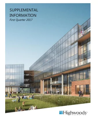 SUPPLEMENTAL  INFORMATION  First Quarter 2017  Table of Contents  Page  Summary and Corporate