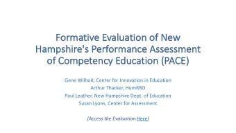 Fo  Formative Eva  valuation of New  Ham  Hampshir  hire'  e's Per  erformanc  ance  e Asses