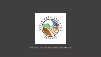 Ohnia:kara The neck between two bodies of water  INTRODUCTIONS Darren Platakis,