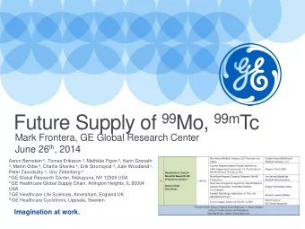 Future Supply of 99 Mo, 99m Tc  Mark Frontera, GE Global Research Center June 26 th , 2014 Aaron