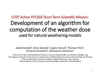 Development of  f an alg  lgorit  ithm for  com  omputatio  ion of  of th  the weather dos  ose