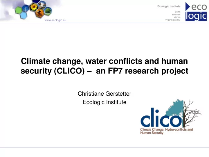 security clico an fp7 research project