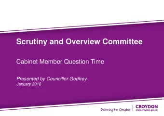Presentation Title  Presented by John Smith  Cabinet Member Question Time  Presented by Councillor