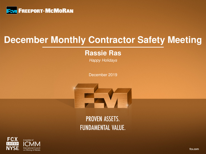 december monthly contractor safety meeting