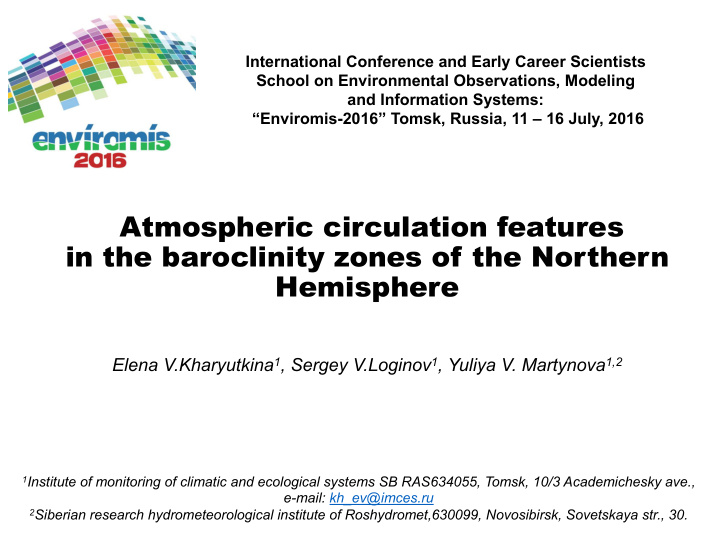 atmospheric circulation features in the baroclinity zones