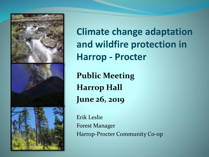 climate change adaptation and wildfire protection in