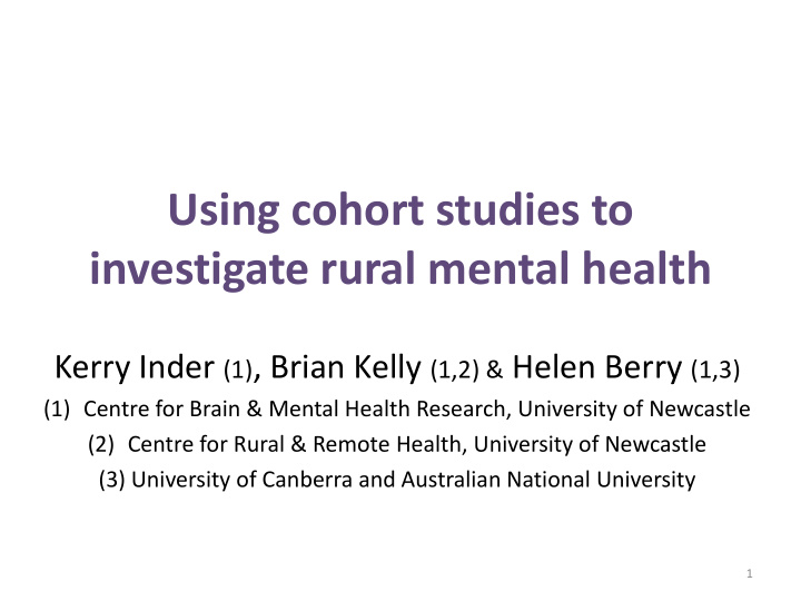 investigate rural mental health