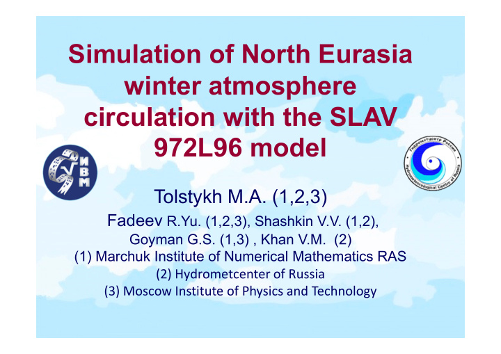 simulation of north eurasia winter atmosphere circulation