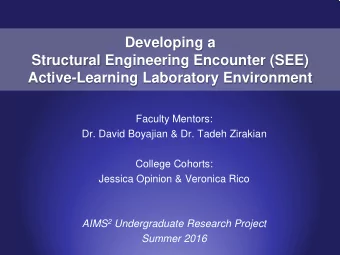 Developing a  Structural Engineering Encounter (SEE)  Active-Learning Laboratory Environment