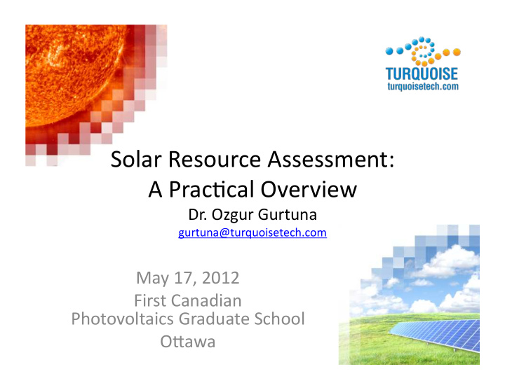 solar resource assessment a pracccal overview dr ozgur