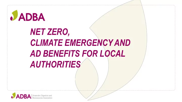 net zero climate emergency and ad benefits for local