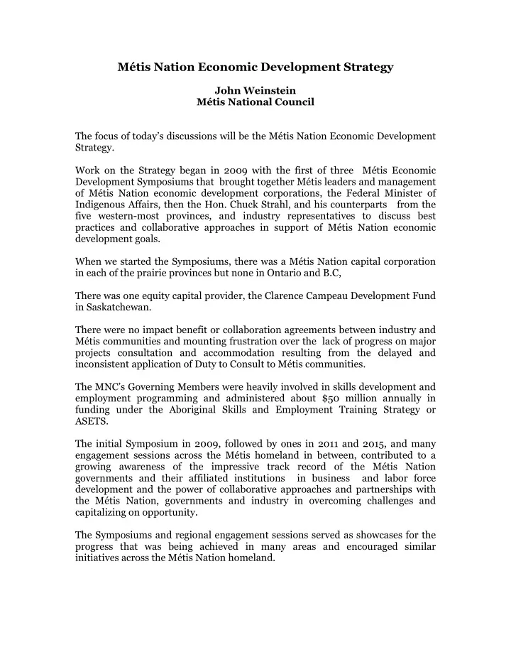 m tis nation economic development strategy