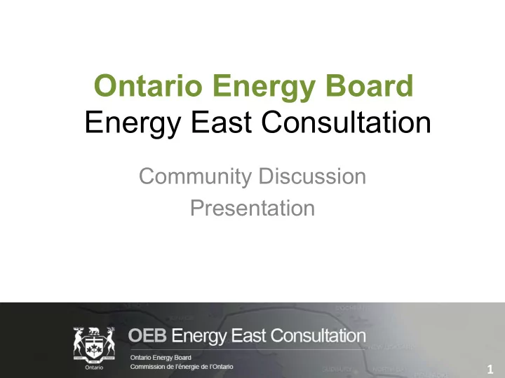 ontario energy board energy east consultation