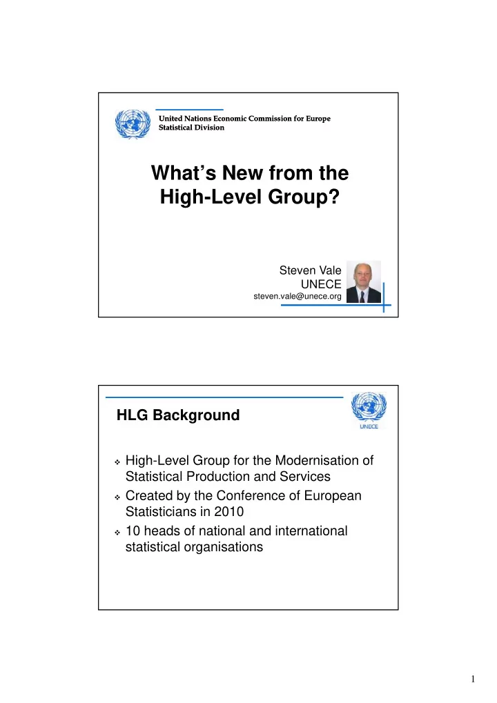 wh t what s new from the n f th high level group