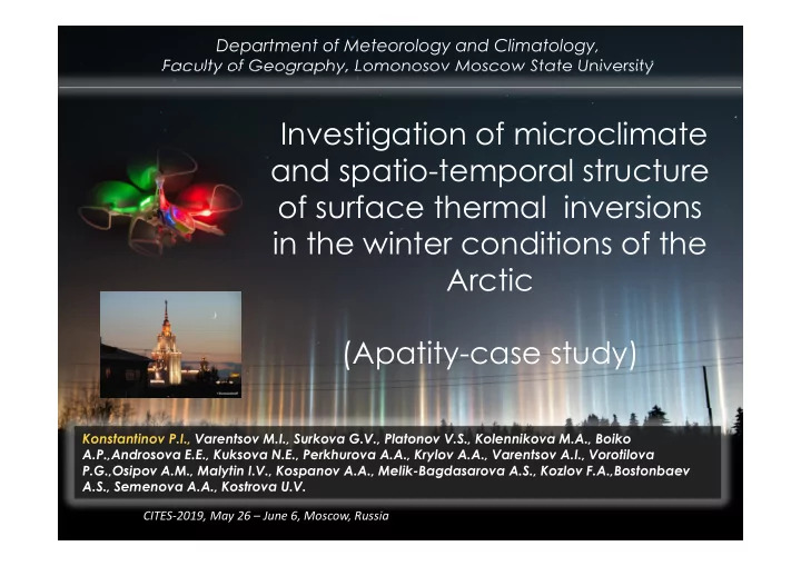 investigation of microclimate and spatio temporal