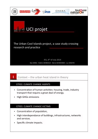 ! !!!!!UCI!projet!!  !  !  The!Urban!Cool!Islands!project,!a!case!study!crossing!