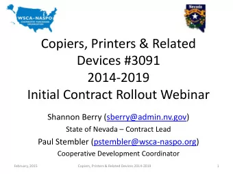 Devices #3091  2014-2019  Initial Contract Rollout Webinar  Shannon Berry (sberry@admin.nv.gov)