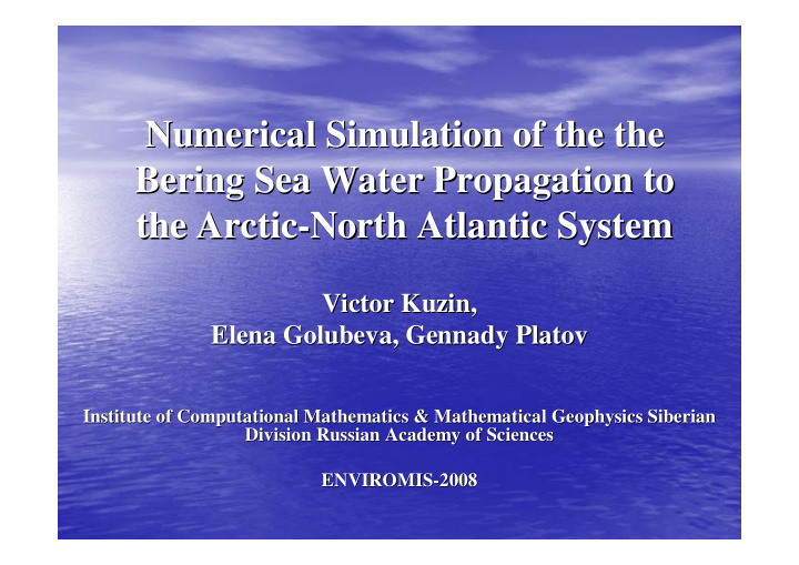 numerical simulation of the the the numerical simulation