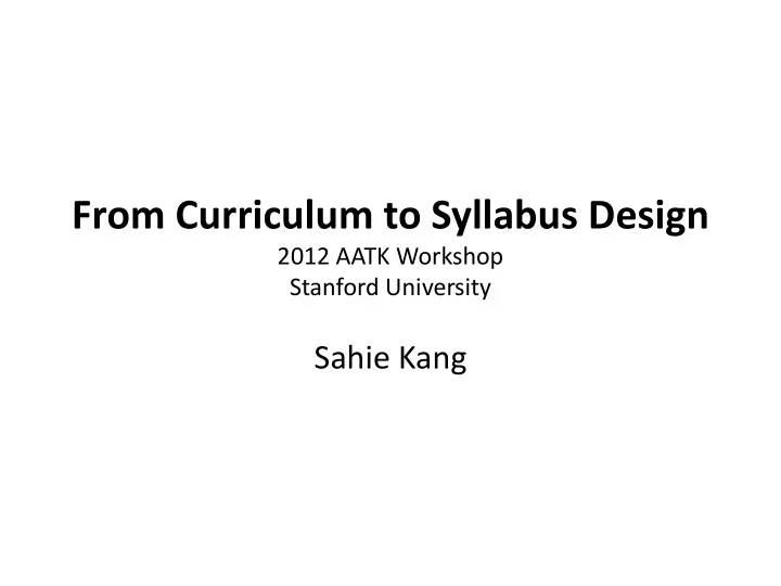 from curriculum to syllabus design