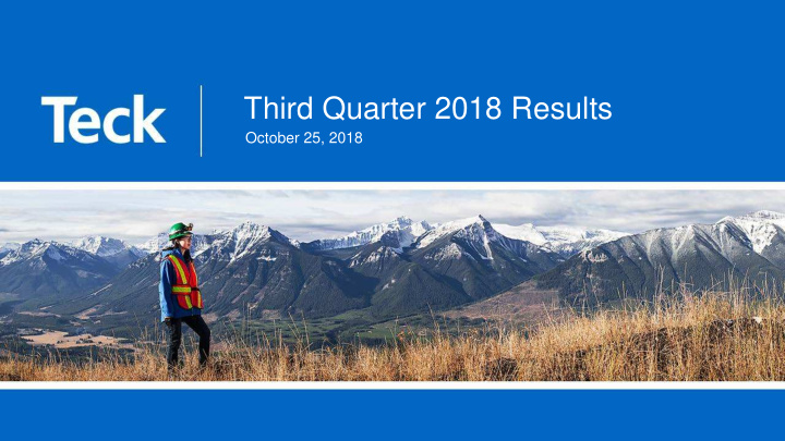 third quarter 2018 results