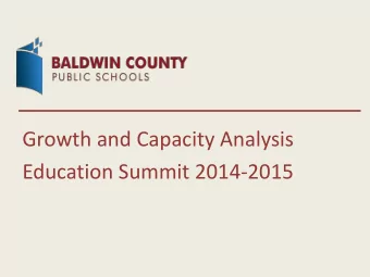 Growth and Capacity Analysis  Education Summit 2014-2015  10 Year Growth  25% Growth in 10 Years