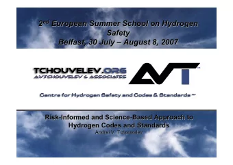 nd European Summer School on Hydrogen 2 nd  European Summer School on Hydrogen  2  Safety  Safety