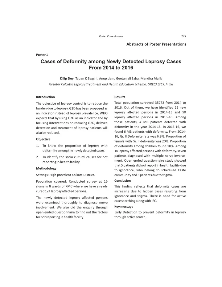 cases of deformity among newly detected leprosy cases