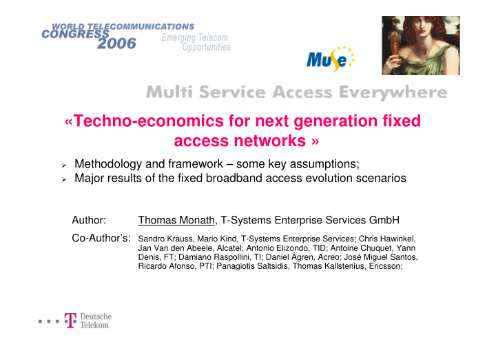 techno economics for next generation fixed access networks