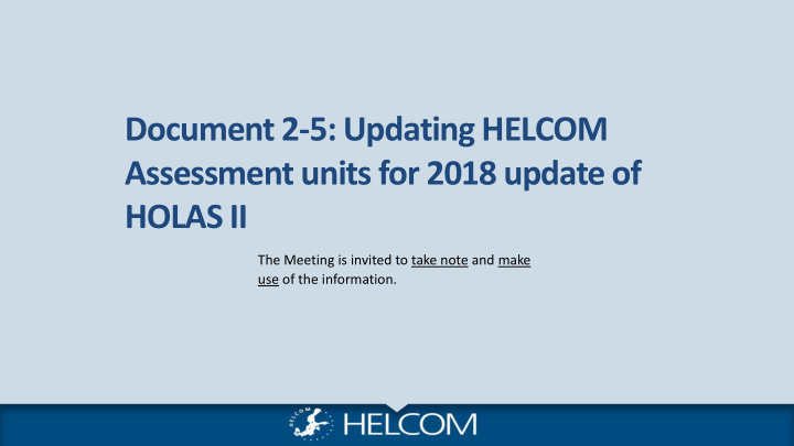assessment units for 2018 update of