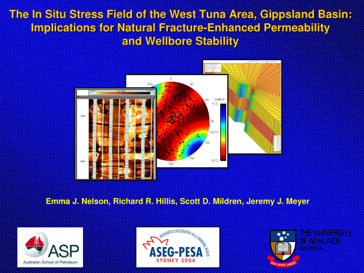 the in situ situ stress field of the west tuna area