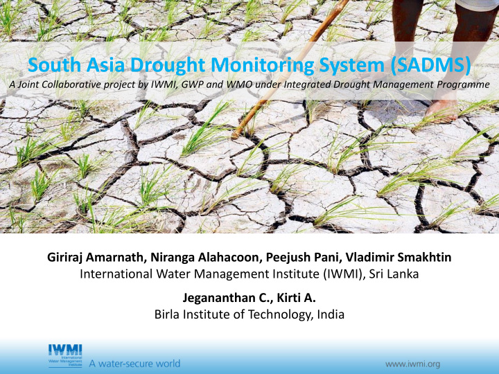south asia drought monitoring system sadms
