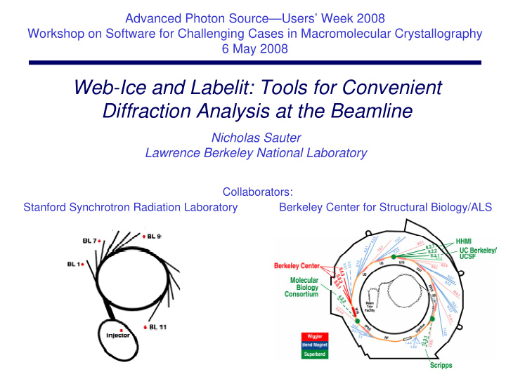 web ice and labelit tools for convenient diffraction