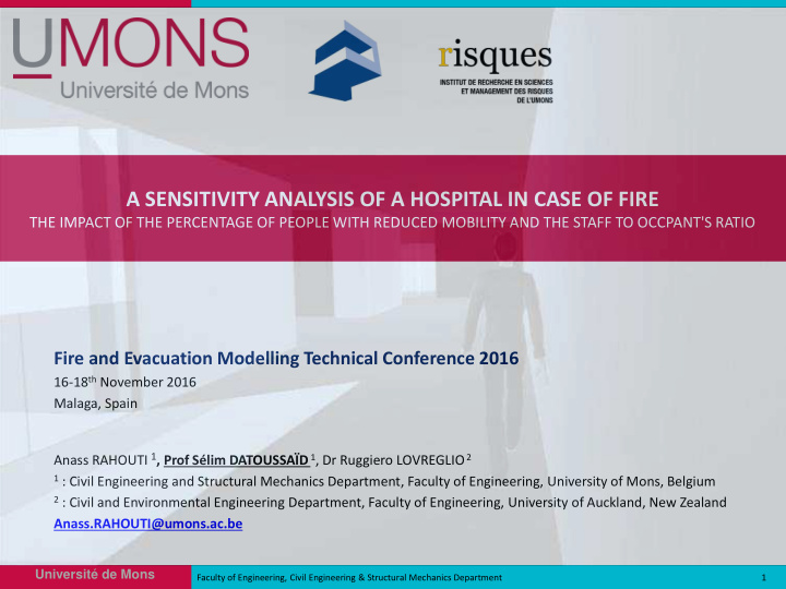 a sensitivity analysis of a hospital in case of fire
