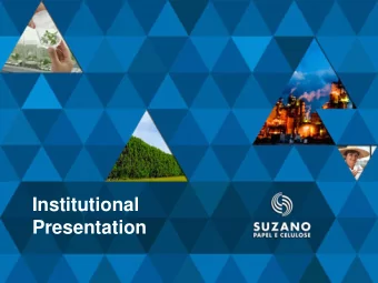 Institutional  Presentation  Disclaimer  Certain statements in this presentation may constitute