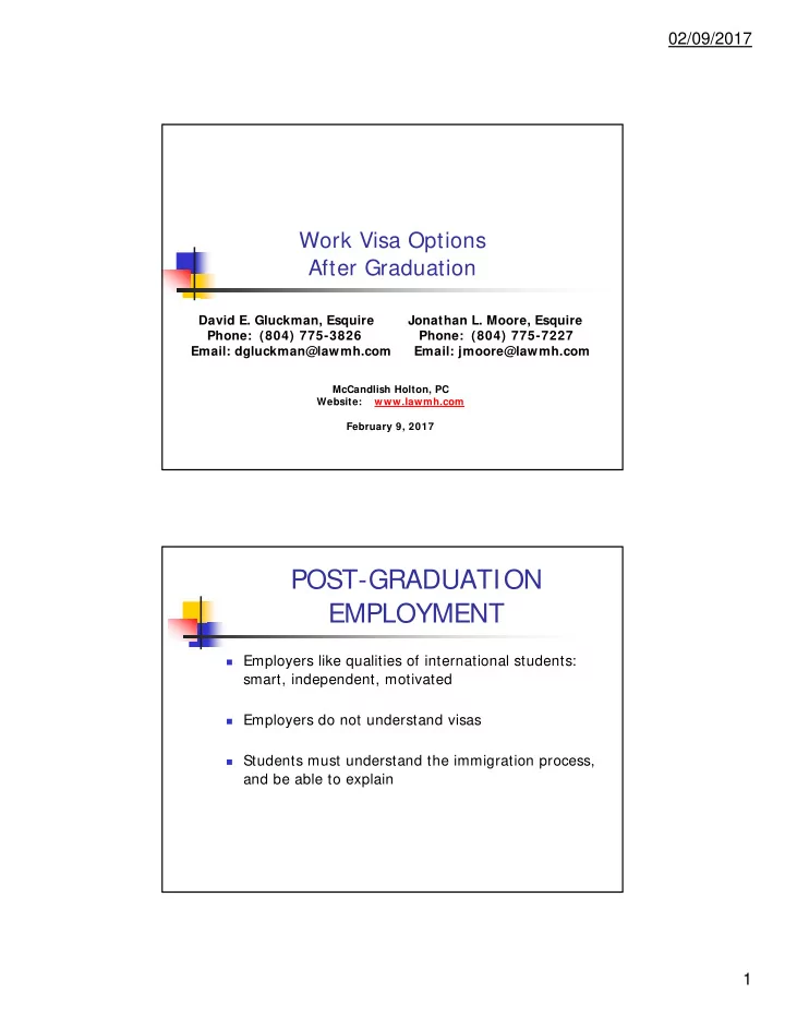 post graduation employment