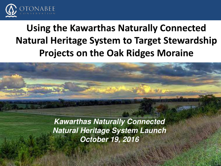 projects on the oak ridges moraine