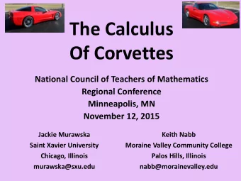 Of Corvettes  National Council of Teachers of Mathematics  Regional Conference  Minneapolis, MN