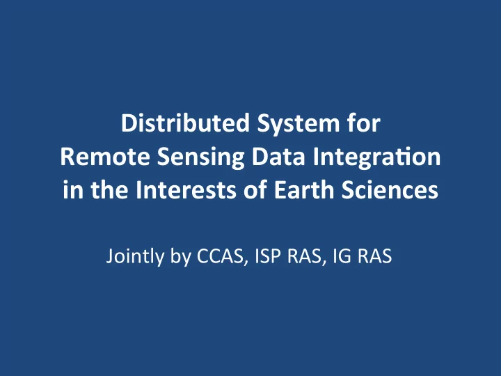 in the interests of earth sciences
